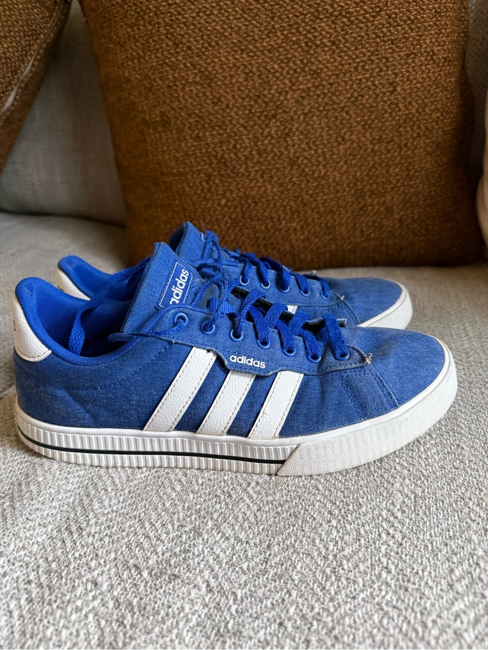 adidas Blue Canvas Sneakers with White Stripes